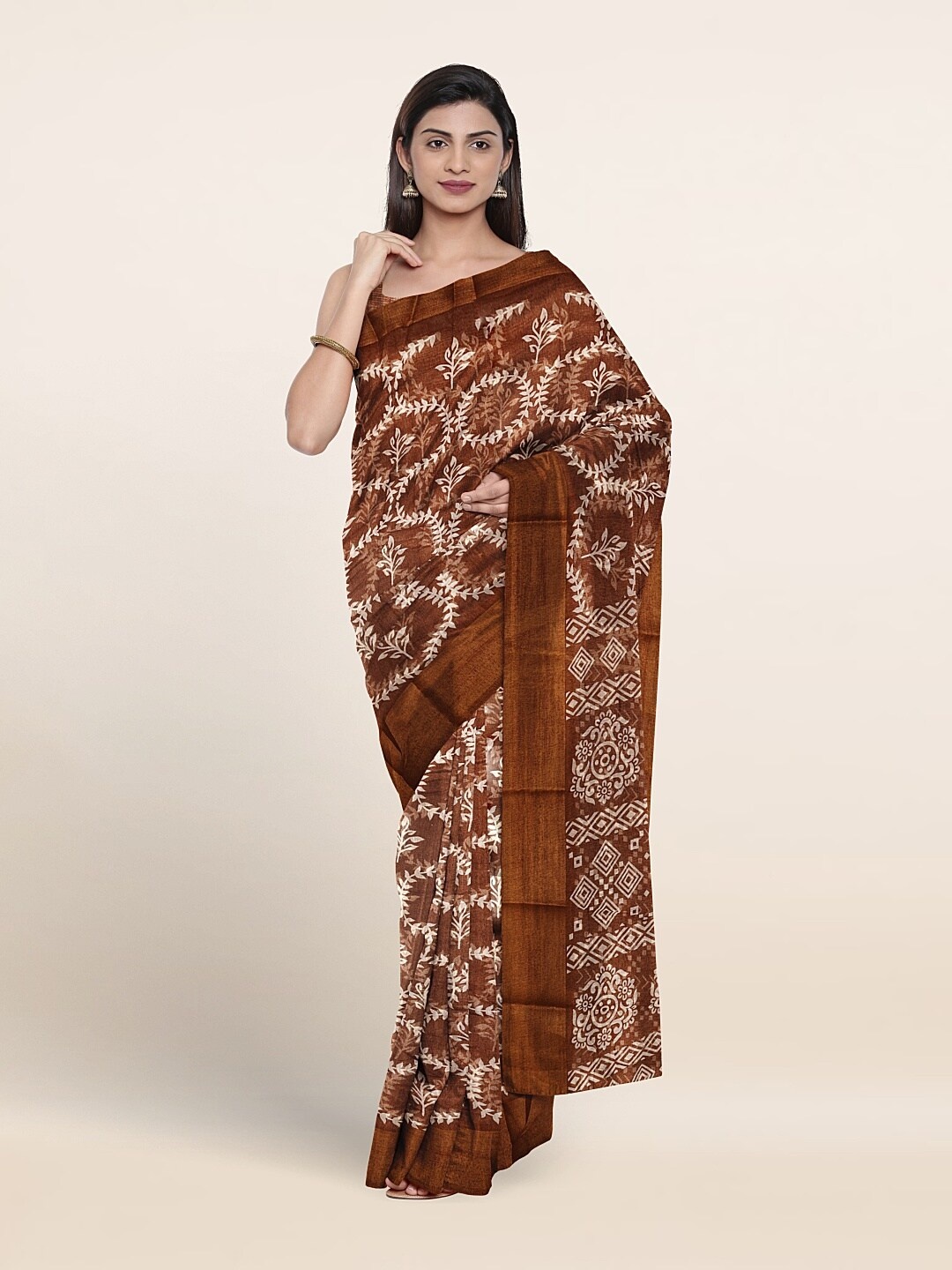 

Pothys Floral Printed Saree, Rust