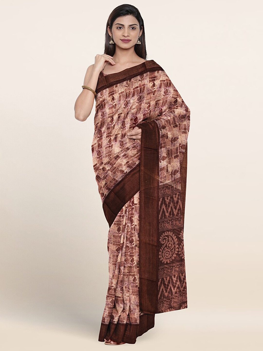 

Pothys Paisley Printed Zari Saree, Purple