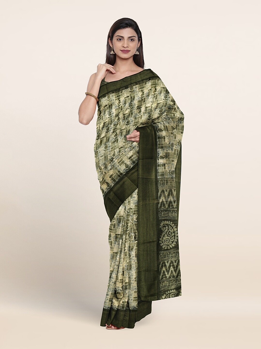 

Pothys Ethnic Motifs Printed Saree, Green