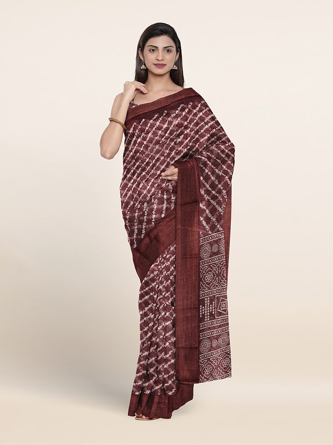 

Pothys Checked Saree, Purple