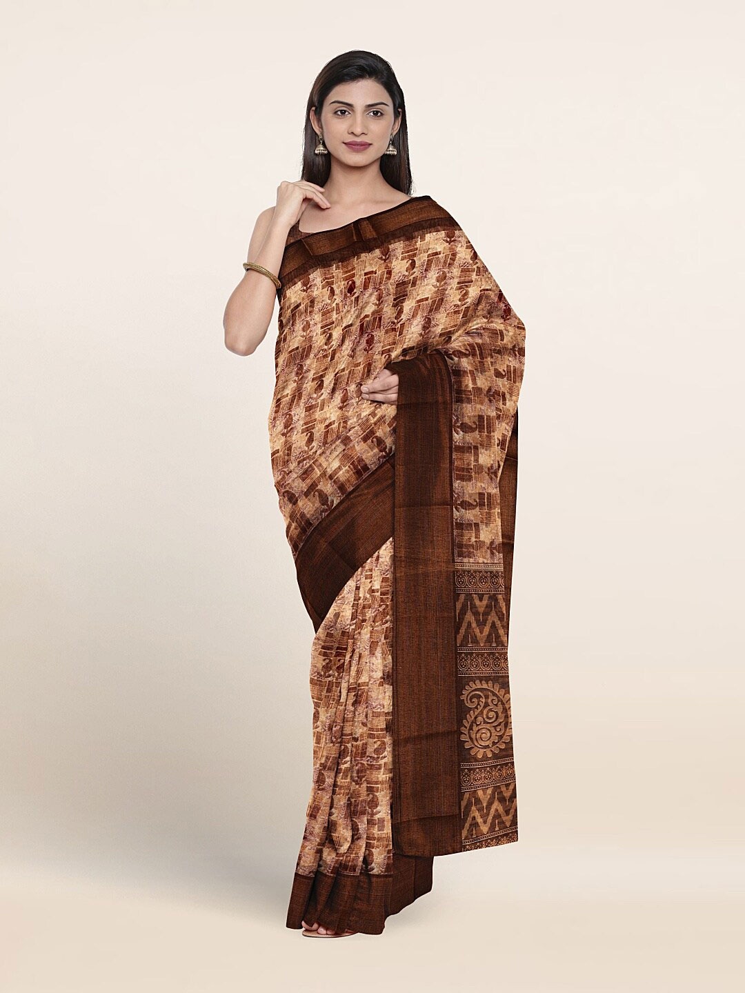 

Pothys Paisley Printed Saree, Brown