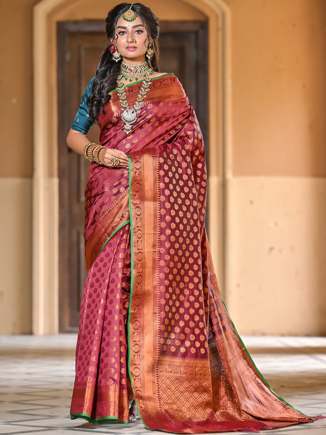 

Anouk Woven Design Banarasi Saree, Pink