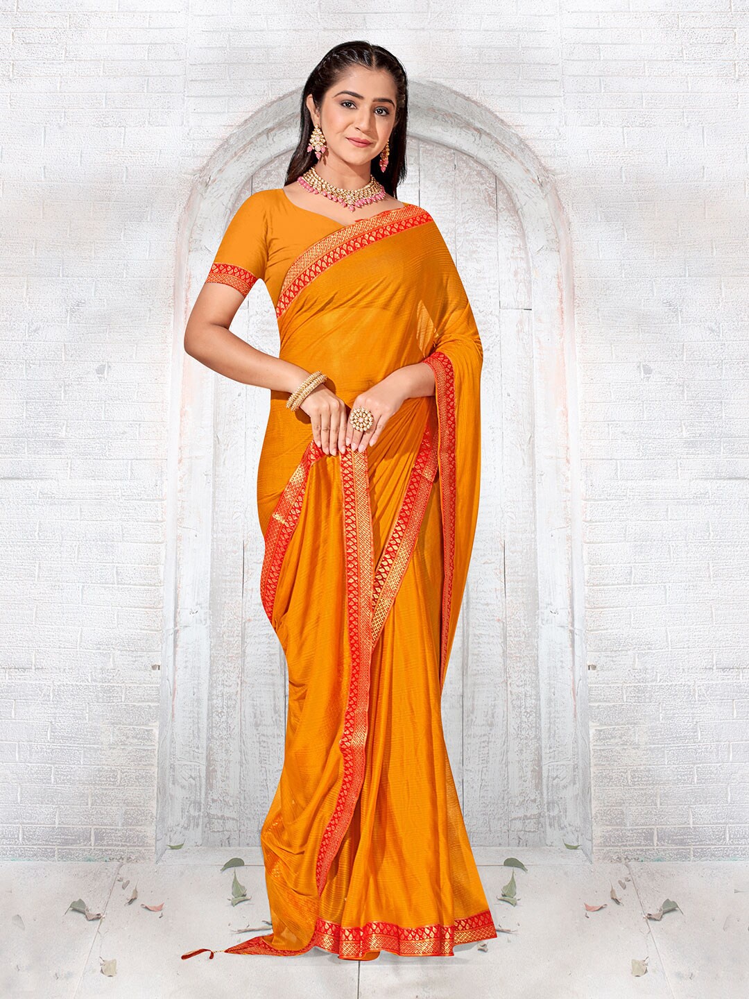 

Anouk Zari Poly Chiffon Saree, Yellow