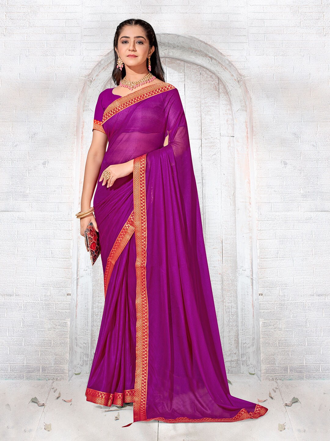 

Anouk Woven Design Designer Saree, Purple