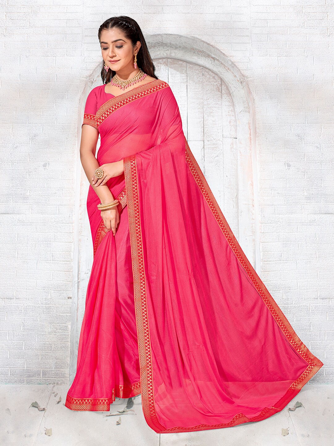 

Anouk Woven Design Designer Saree, Pink