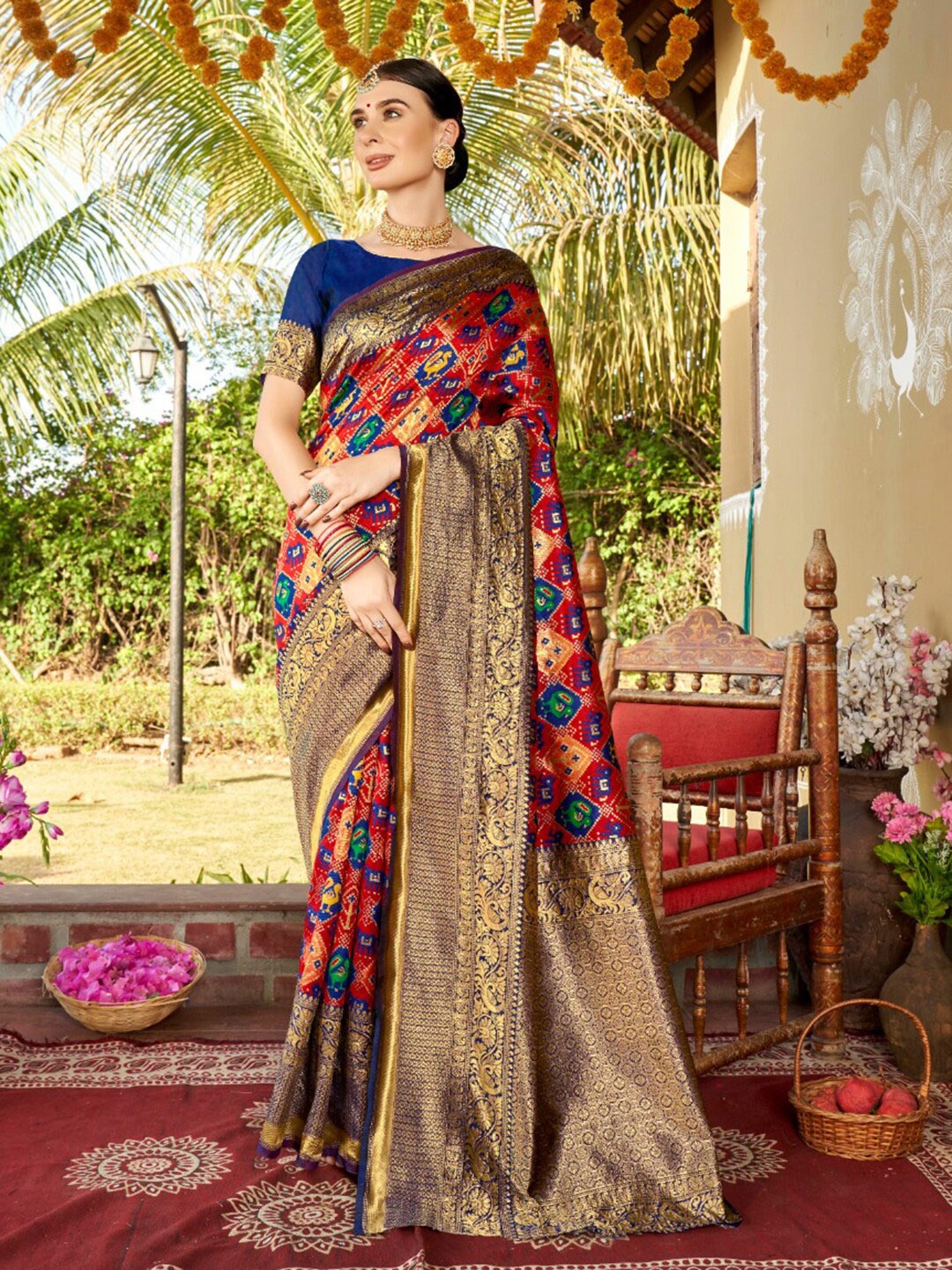 

Anouk Woven Design Zari Banarasi Saree, Red