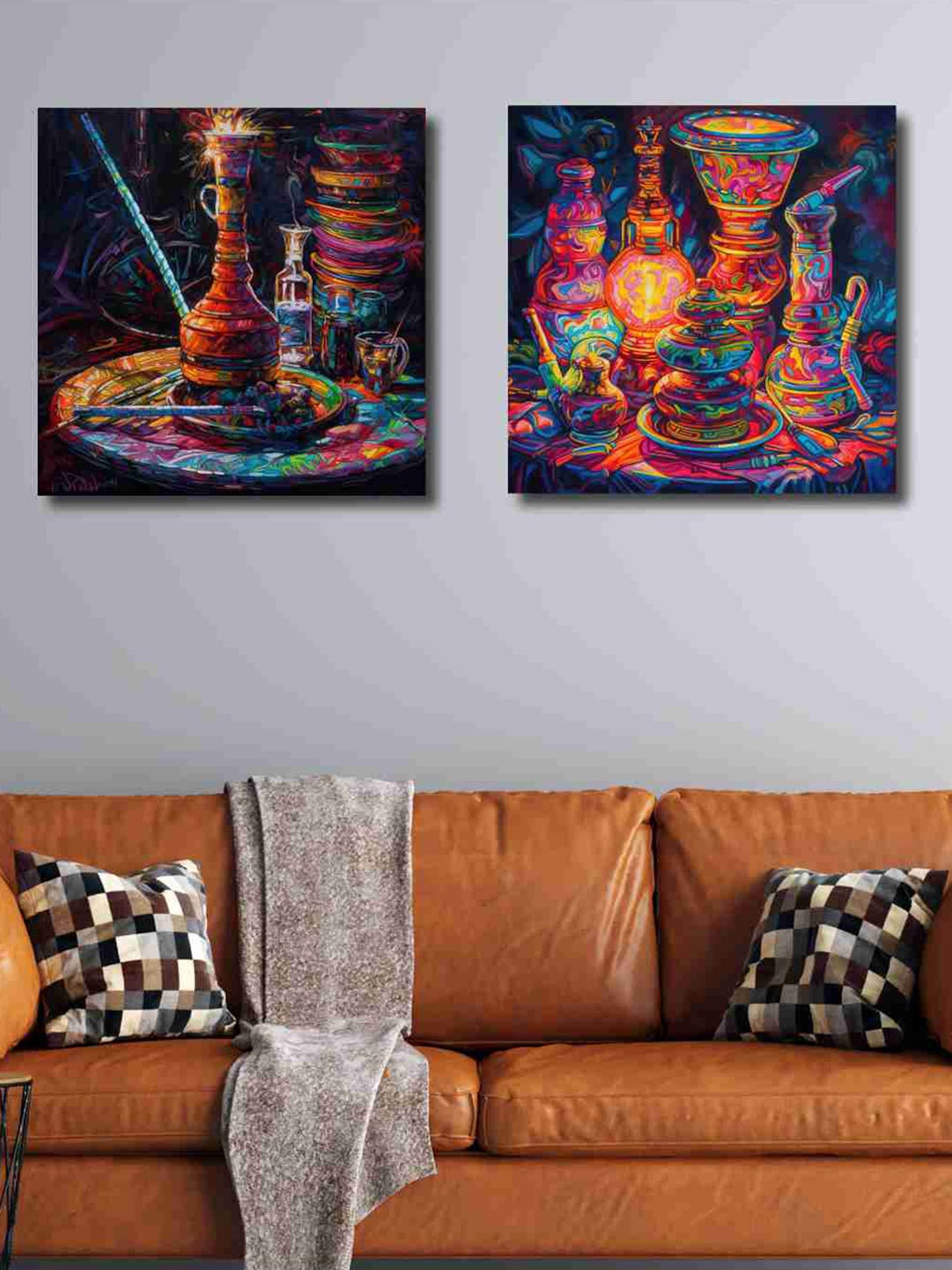 

SAF Pink & Blue 2-Pieces Modern Art Printed Canvas Wall Art