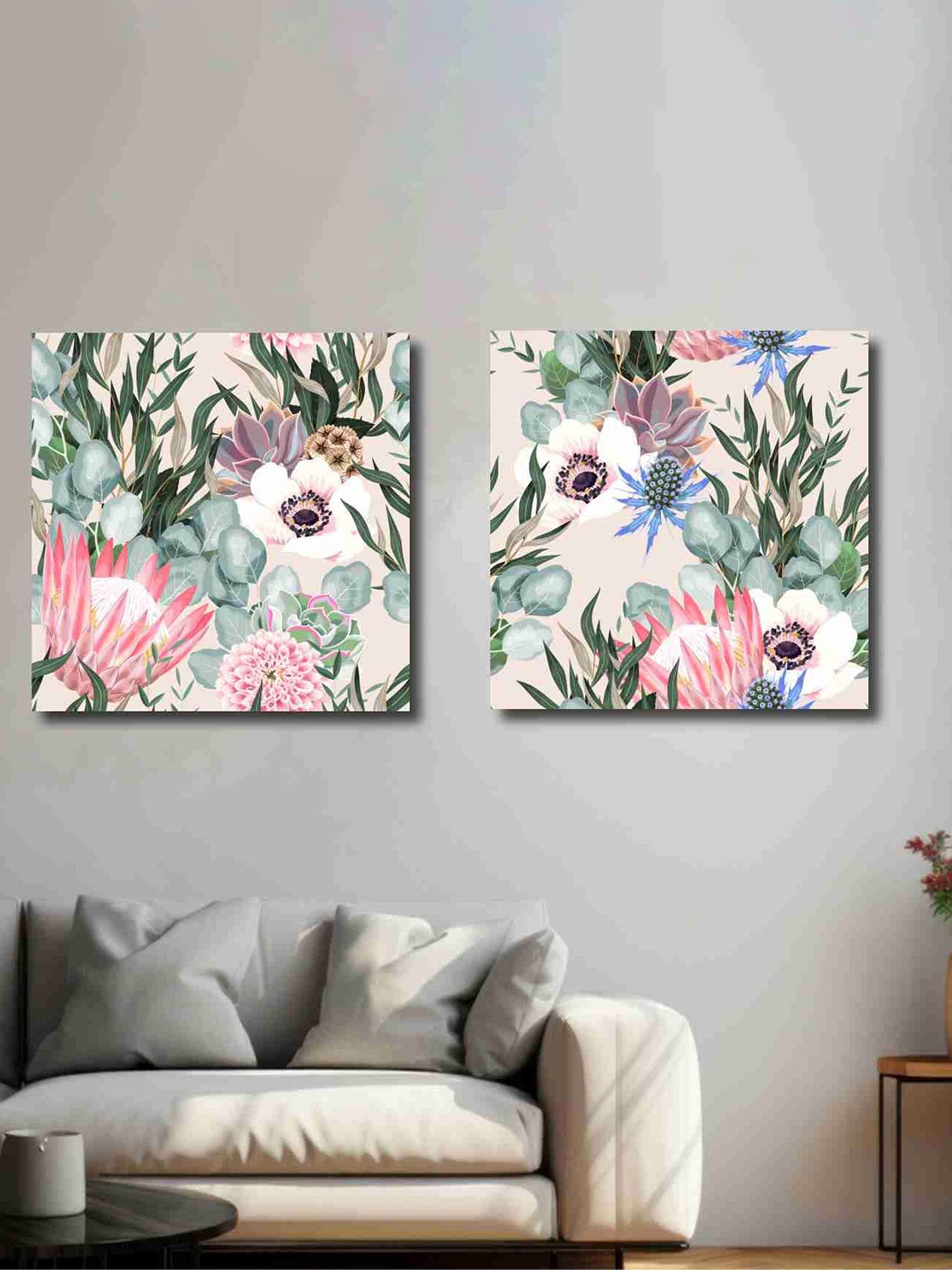 

SAF Pink & Green 2-Pieces Floral Printed Canvas Wall Art