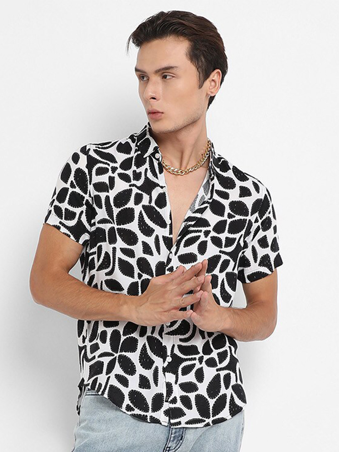 

Campus Sutra Classic Abstract Printed Casual Shirt, White
