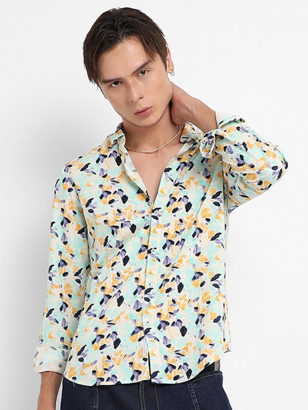 

Campus Sutra Classic Abstract Printed cotton Casual Shirt, Blue