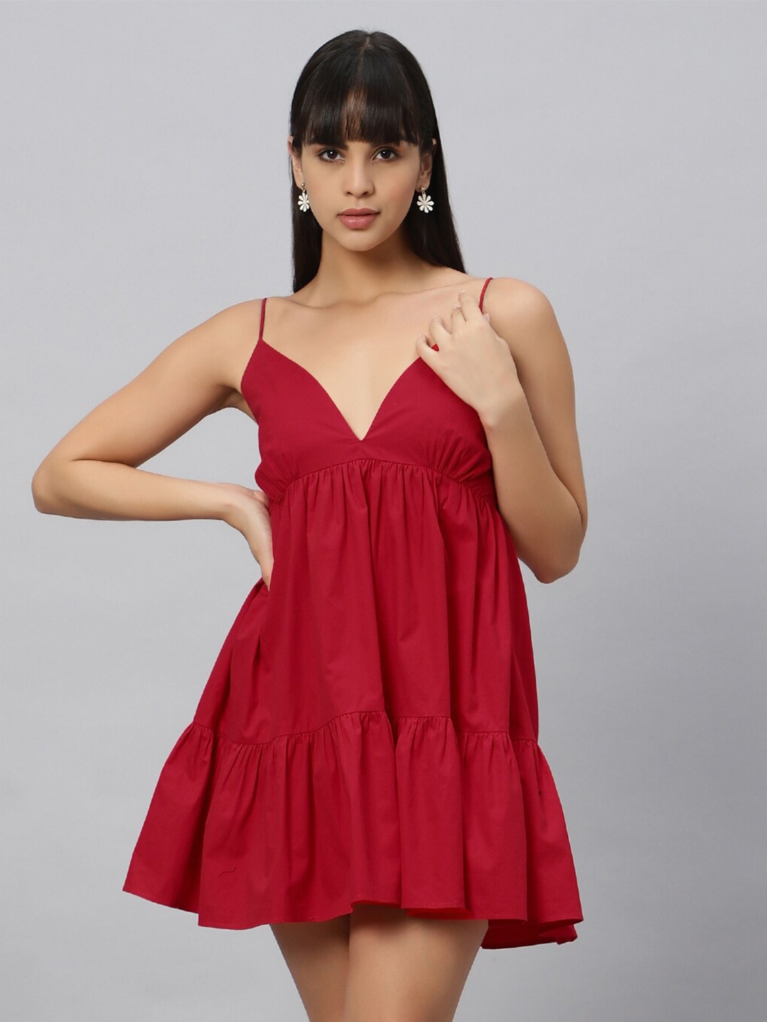 

OUI Shoulder Straps Empire Mini Dress, Red