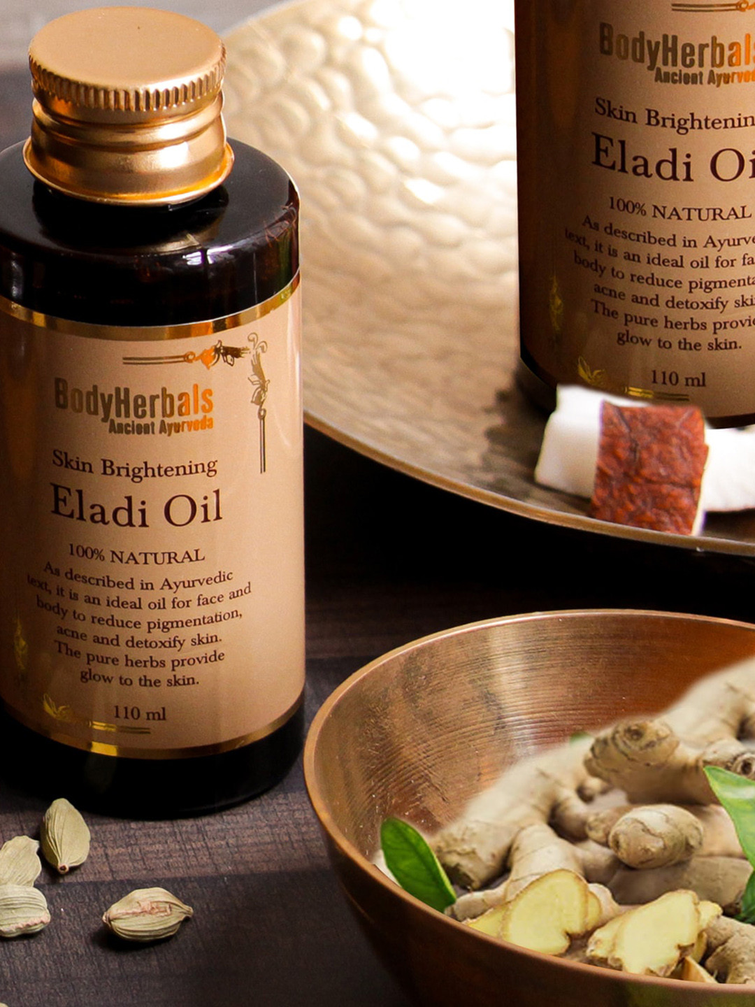 

BodyHerbals Ancient Ayurveda 100% Natural Skin Brightening Eladi Face & Body Oil - 110 ml, Beige