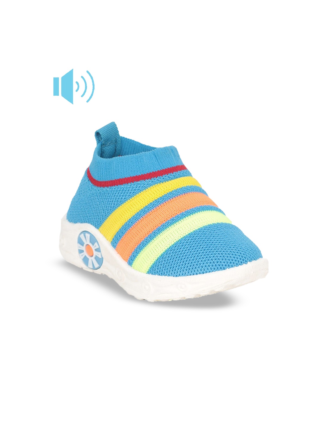 

Lil Lollipop Kids Colourblocked Musical Chu Chu Slip-On Sneakers, Blue