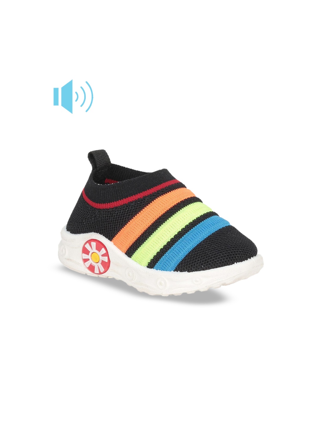 

Lil Lollipop Kids Colourblocked Musical Chu Chu Slip-On Sneakers, Black