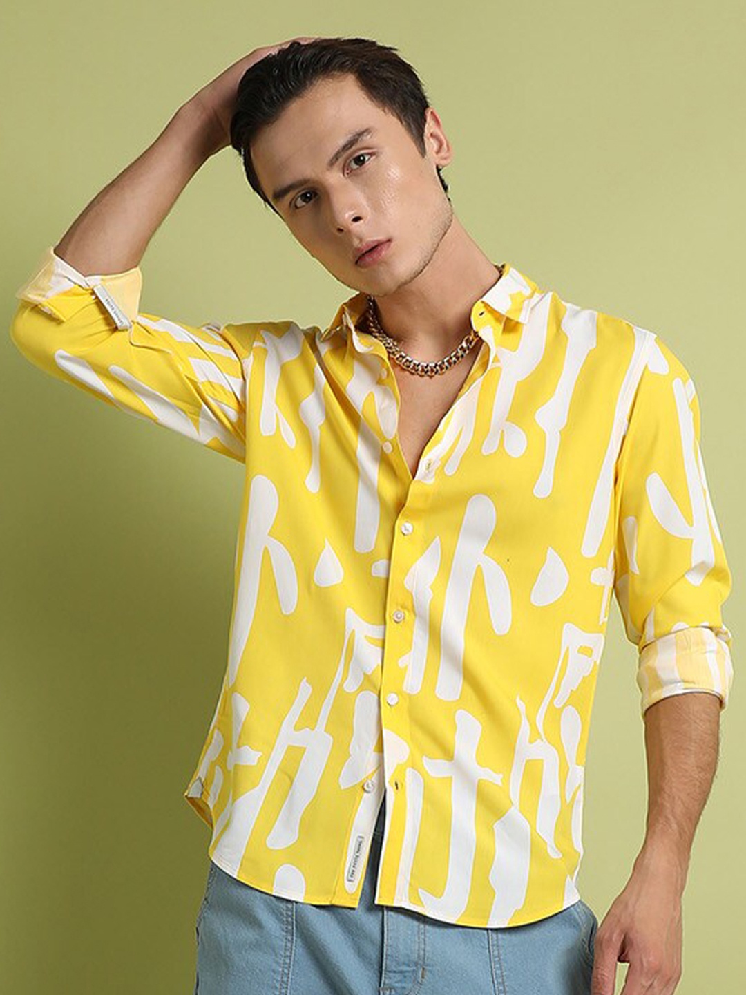 

Campus Sutra Abstract Printed Classic Casual Shirt, Yellow