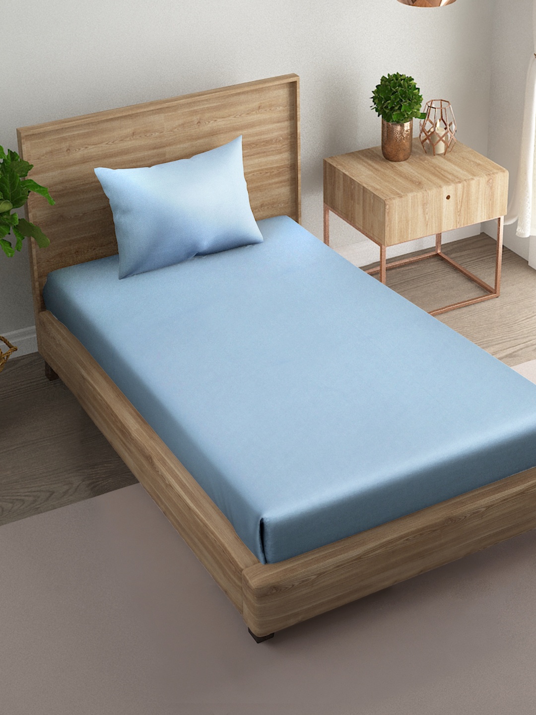 

Naksh Blue Cotton 210 TC Single Bedsheet With 1 Pillow Cover