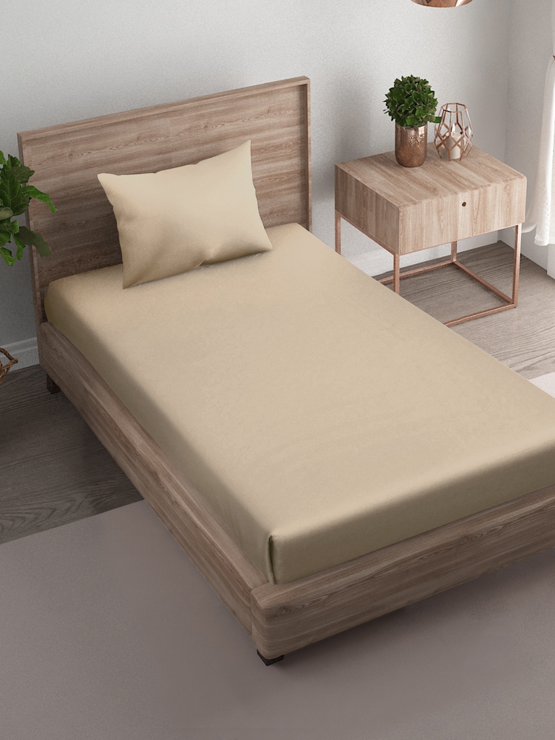 

Naksh Khaki Cotton 210 TC Single Bedsheet With 1 Pillow Cover
