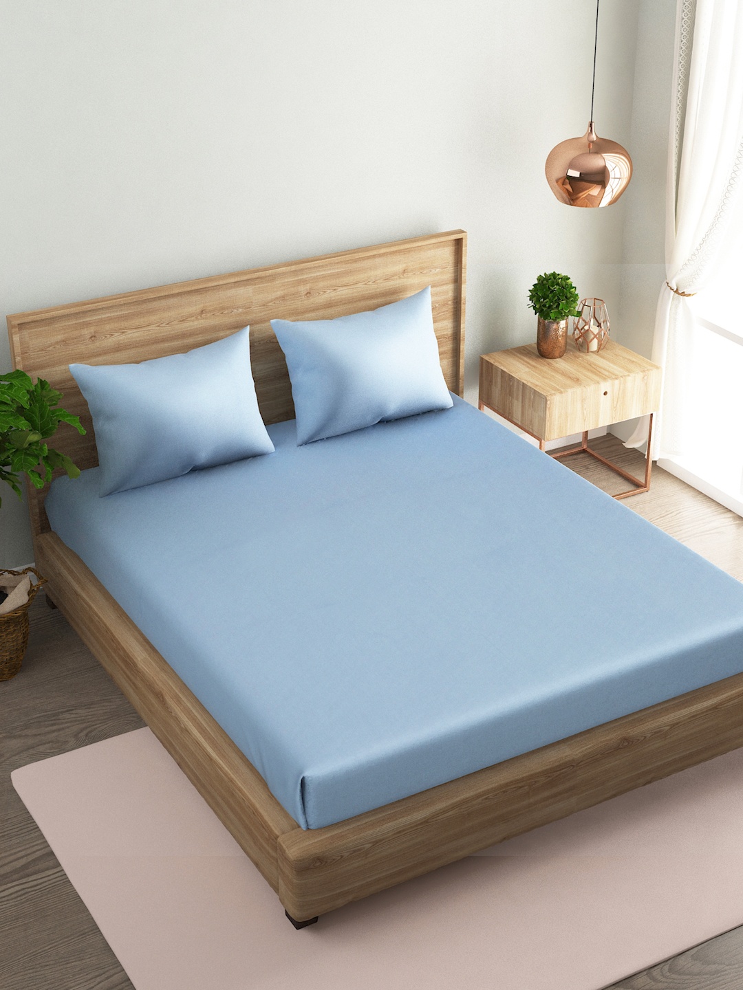 

Naksh Blue Cotton 210 TC Queen Bedsheet with 2 Pillow Covers