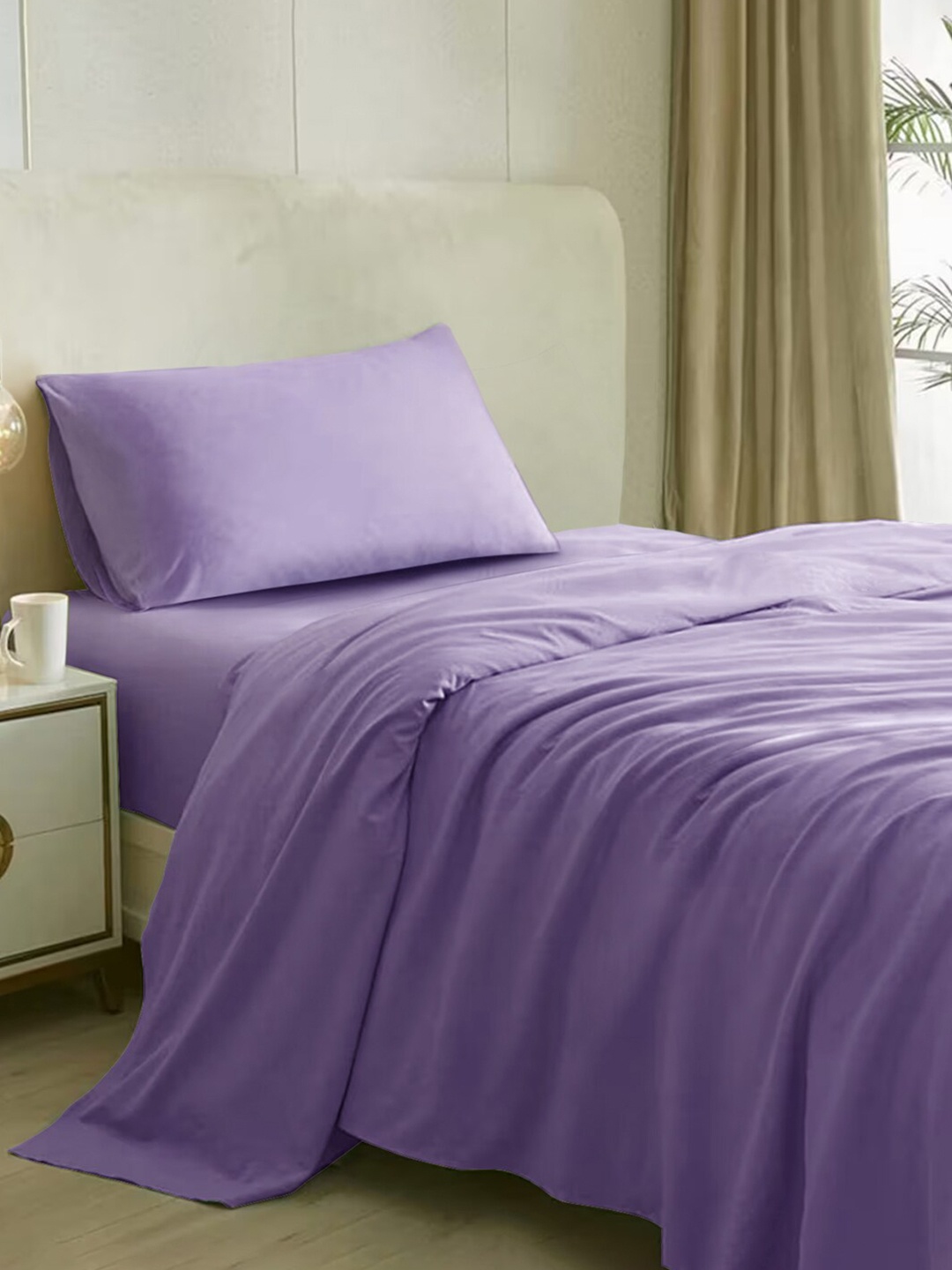 

Naksh Lavender Cotton 210 TC Single Bedsheet with 1 Pillow Cover
