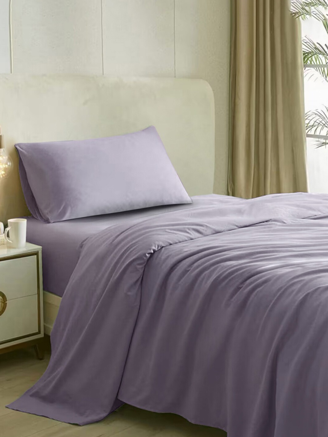 

Naksh Mauve Cotton 300 TC Single Bedsheet with 1 Pillow Cover