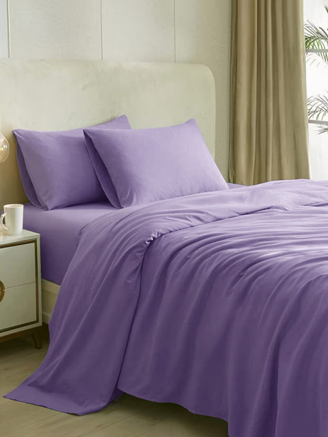 

Naksh Lavender 210 TC Cotton Queen Bedsheet with 2 Pillow Covers