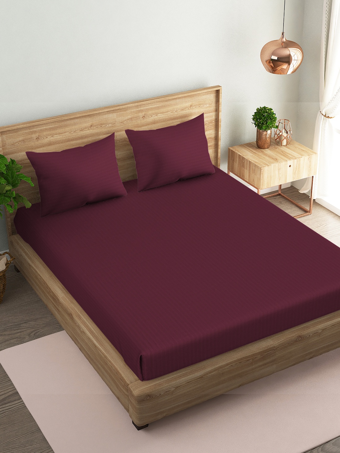 

Naksh Maroon Striped Cotton 210 TC Single Bedsheet With 1 Pillow Cover