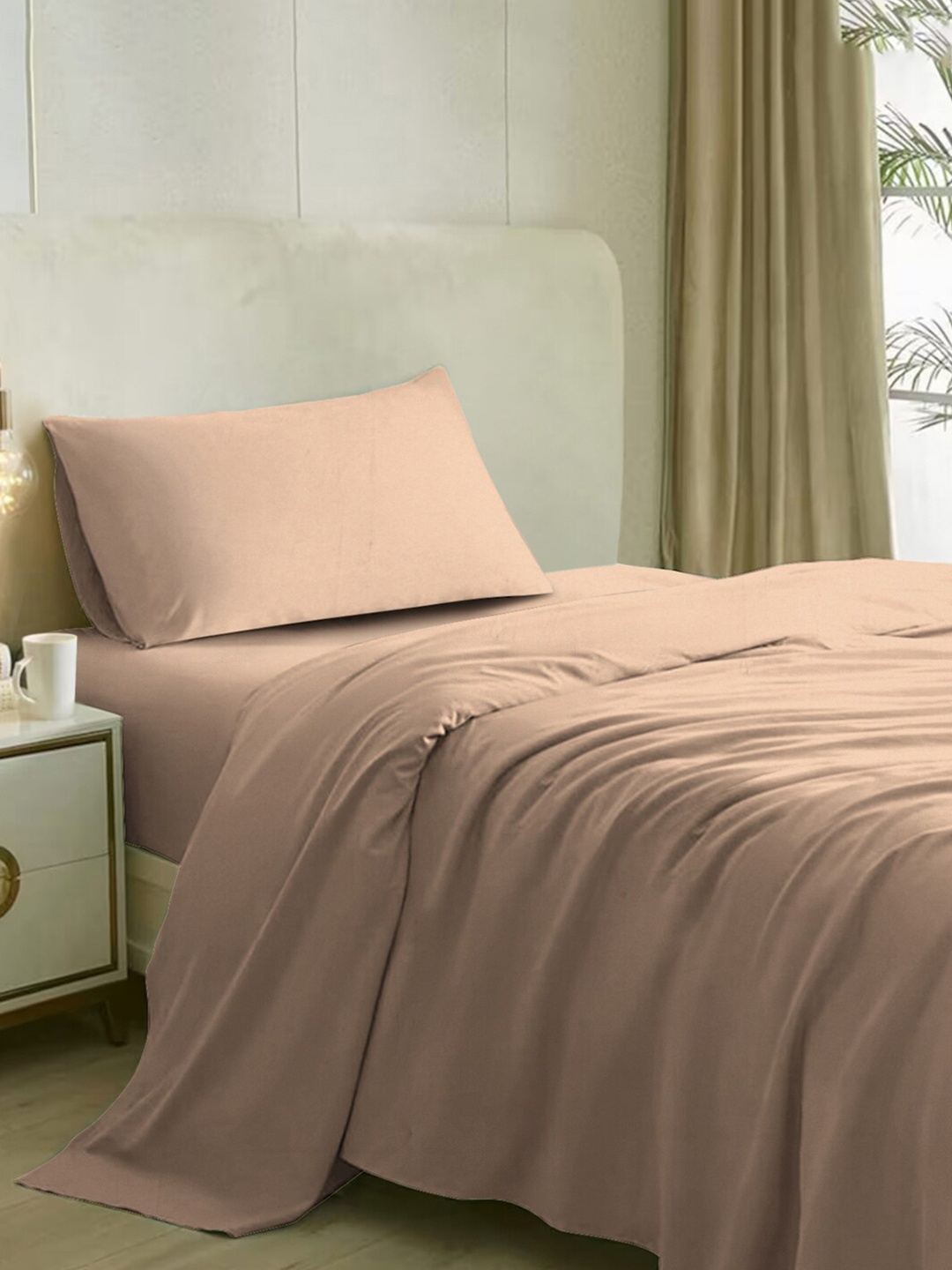 

Naksh Peach-Coloured Cotton 300 TC Single Bedsheet with 1 Pillow Cover
