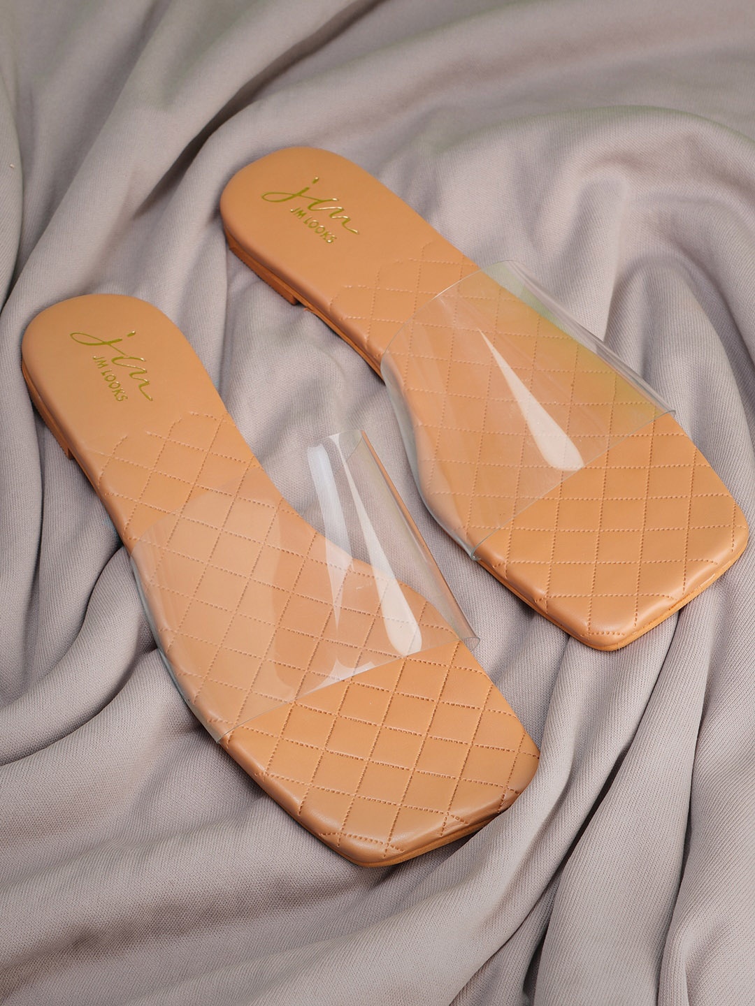 

JM Looks Slip-On Open Toe Mules, Tan