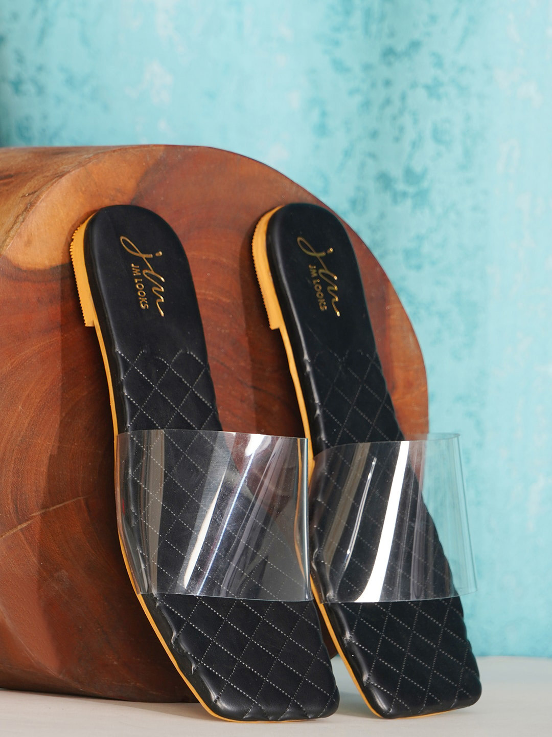 

JM Looks Textured Open Toe Flats, Black