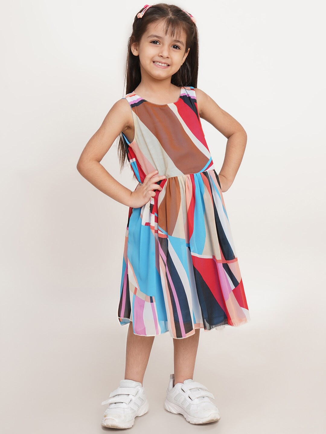 

Creative Kids Girls Striped Fit & Flare Midi Dress, Blue