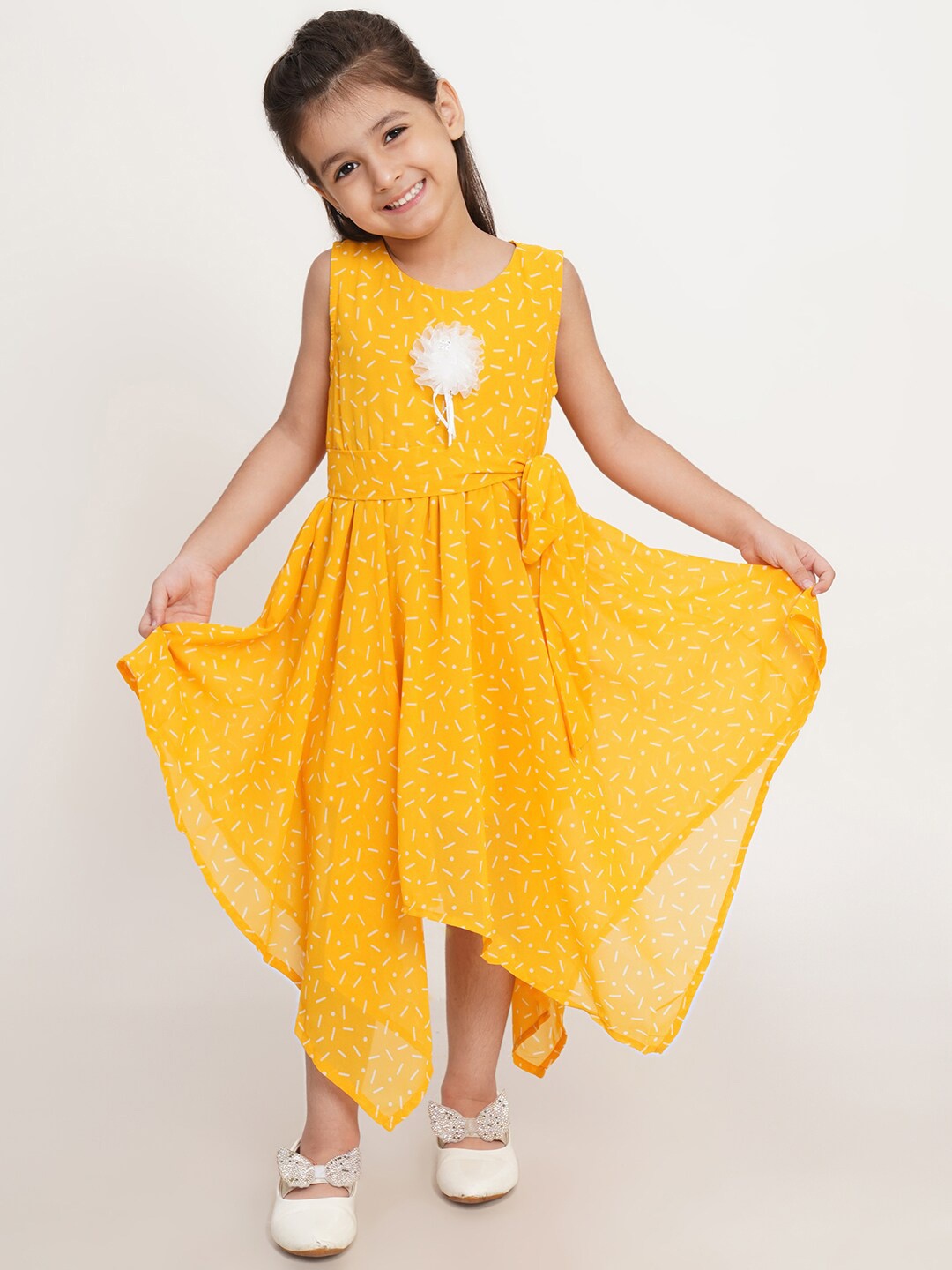 

Creative Kids Conversational Printed Georgette Fit & Flare Maxi Dress, Yellow