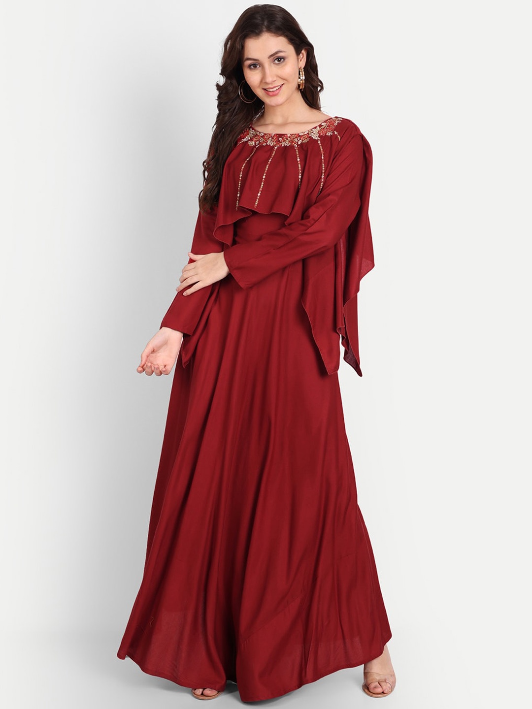 

TREND ME Embroidered Detail Maxi Ethnic Dresses, Maroon
