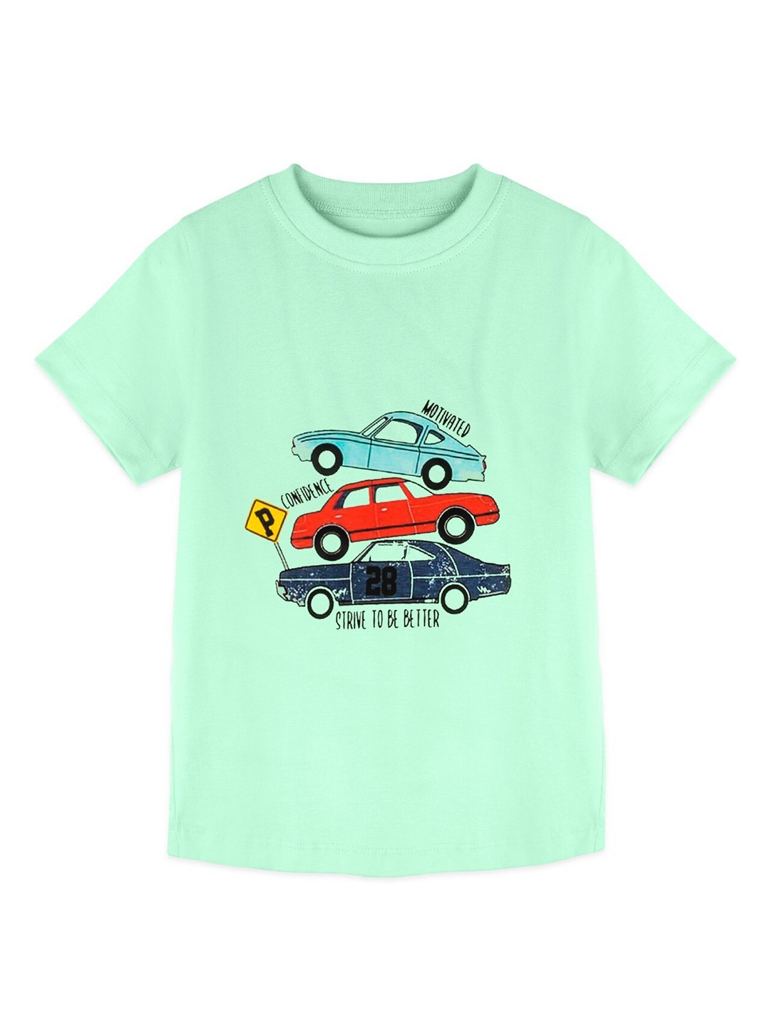 

ZIP ZAP ZOOP Boys Graphic Printed Round Neck Short Sleeve Cotton T-shirt, Green