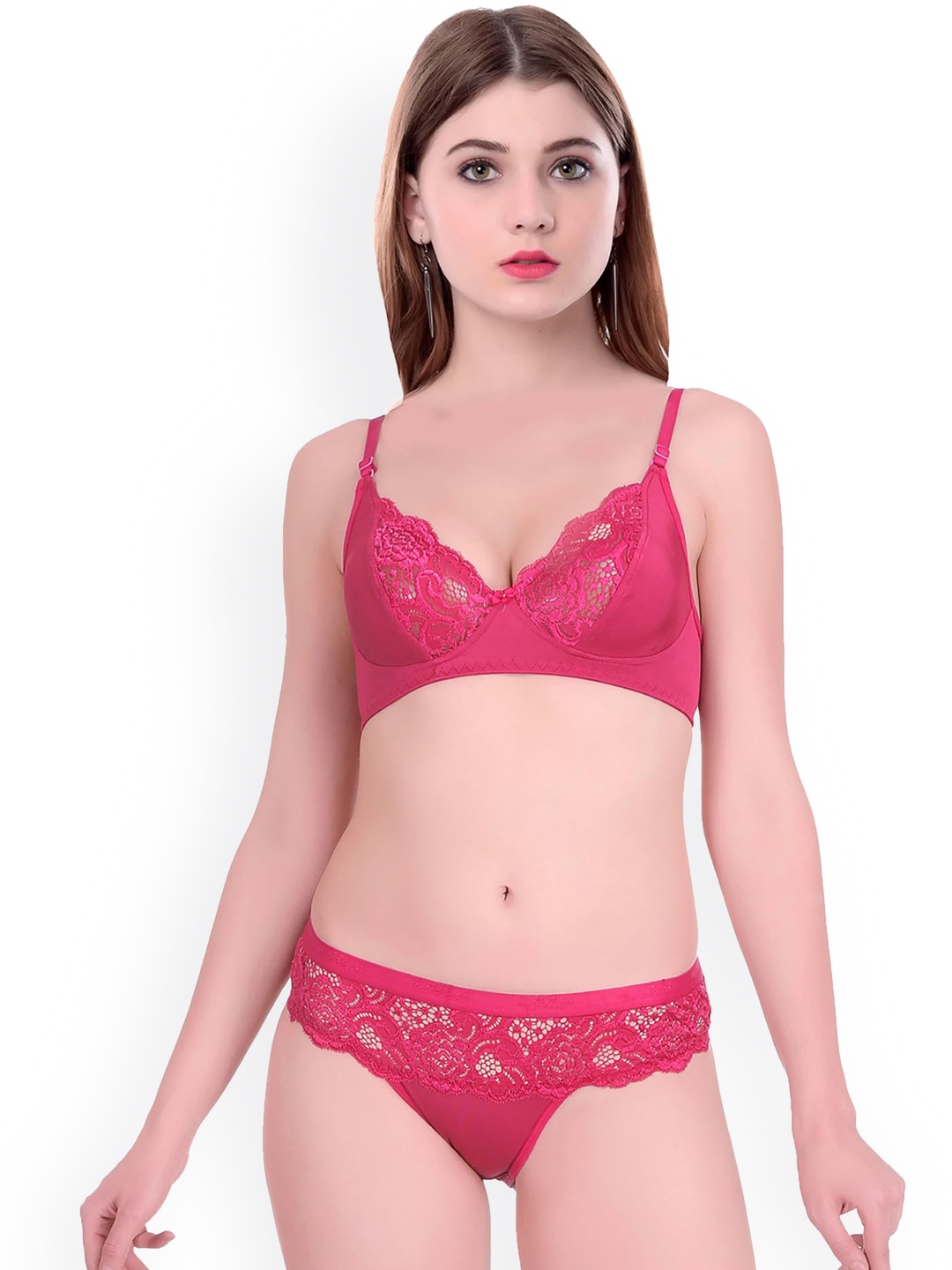

PIBU Self Designed Cotton Lingerie Set, Pink