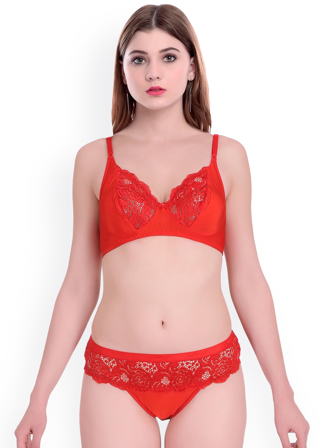 

AROUSY Self Design Cotton Lingerie Set-N_Cate set _Red_30