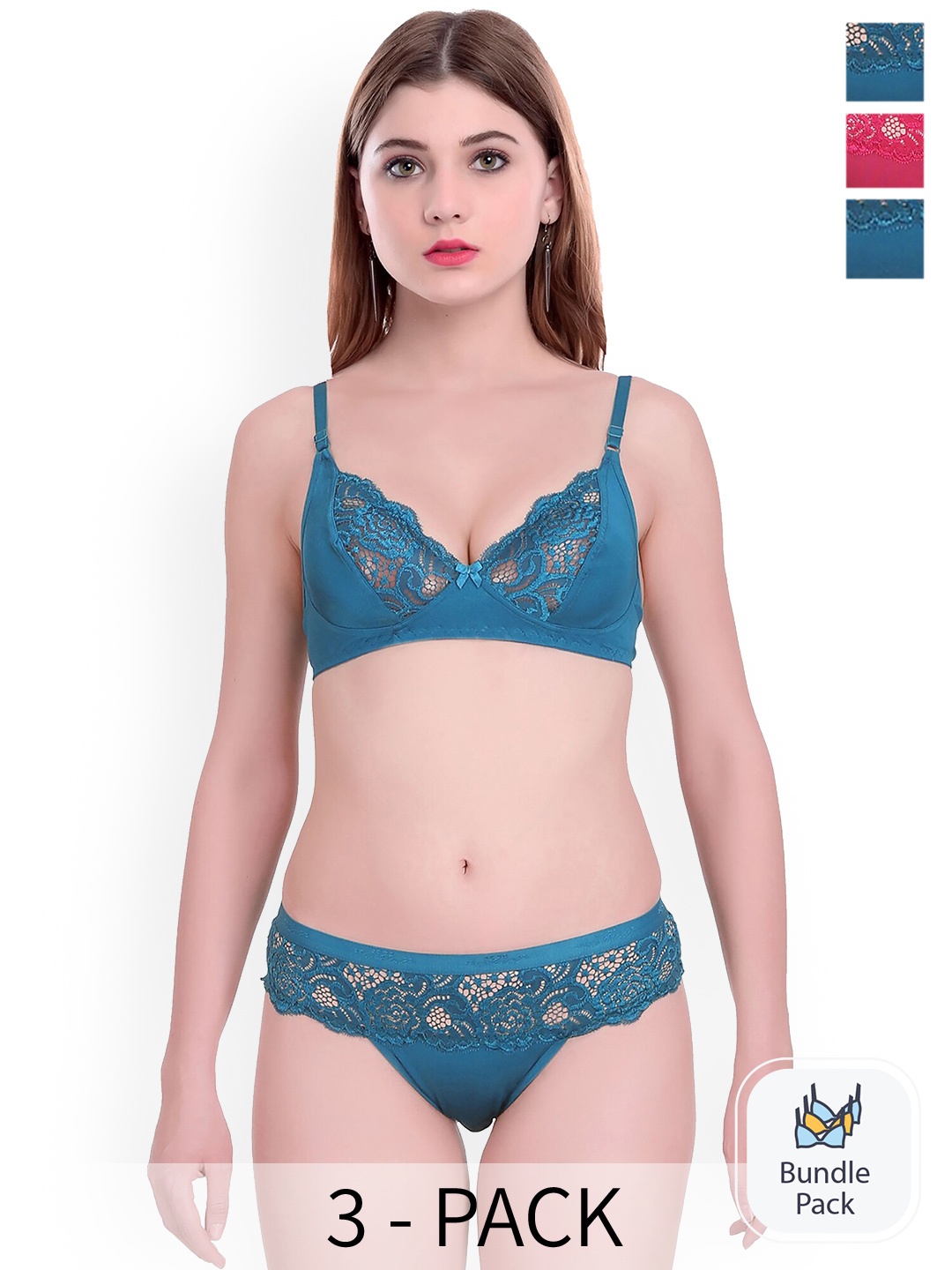 

AROUSY Pack Of 3 Self-designed Cotton Lingerie Set-N_Cate set _Blue,Pink,Blue_30