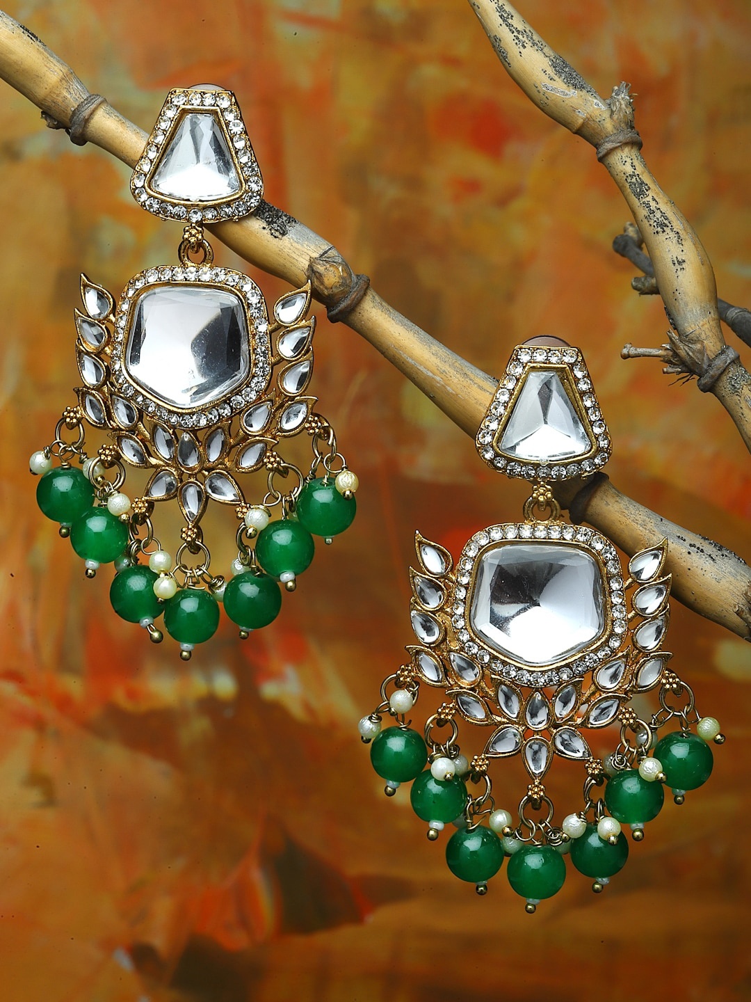 

ZENEME Green Classic Drop Earrings