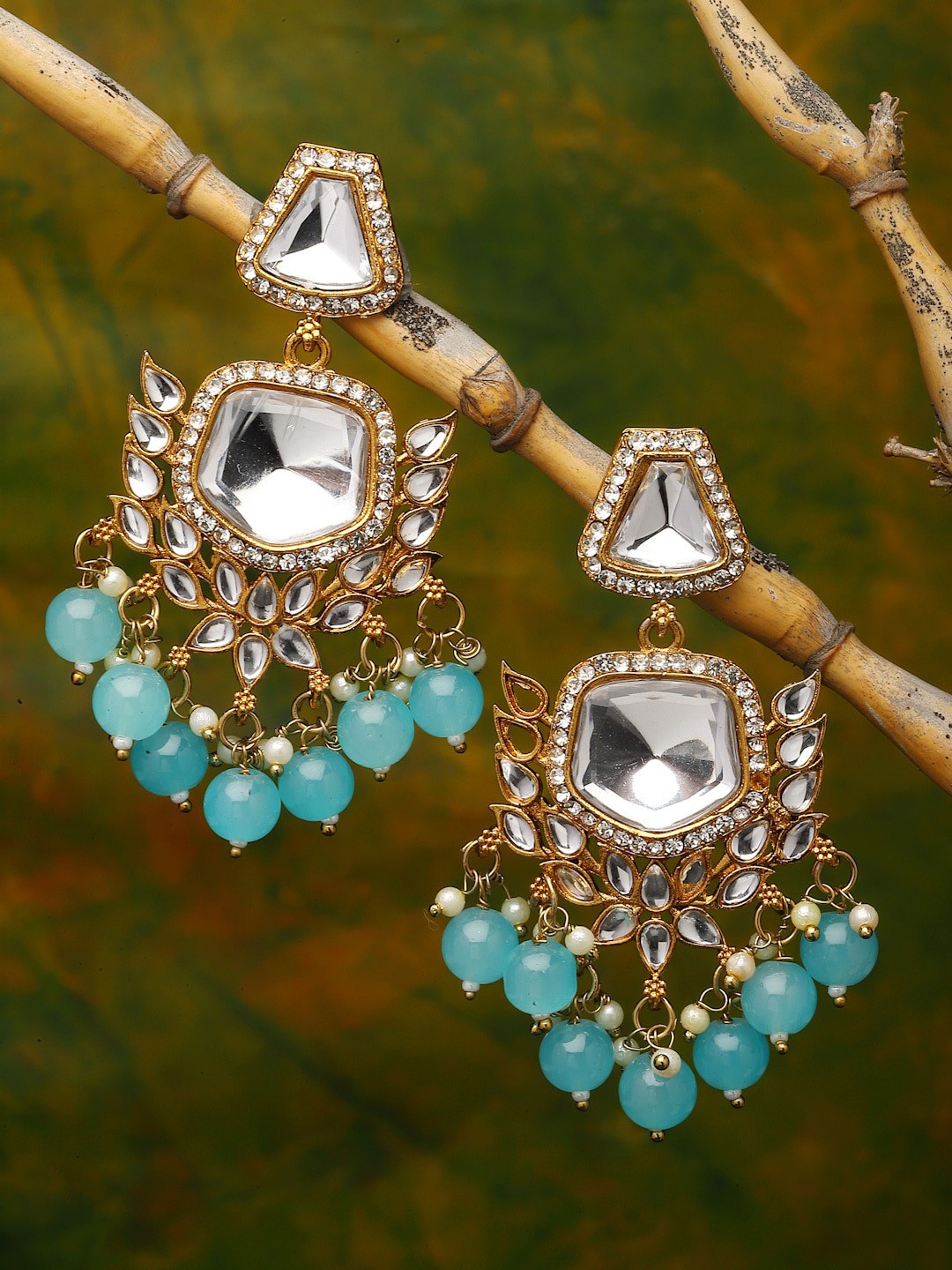 

ZENEME Gold-Plated Classic Drop Earrings, Blue