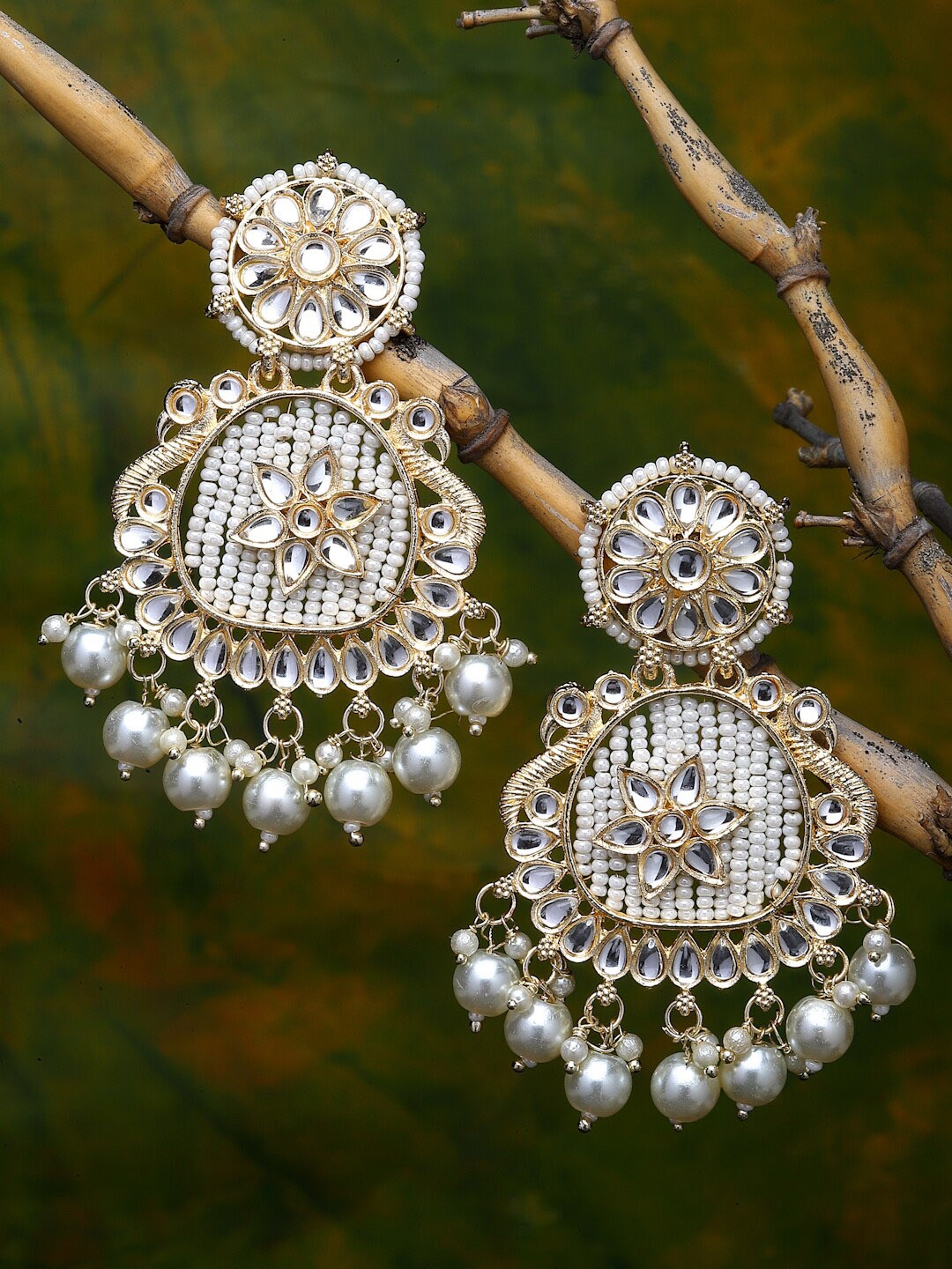 

ZENEME White Peacock Shaped Drop Earrings