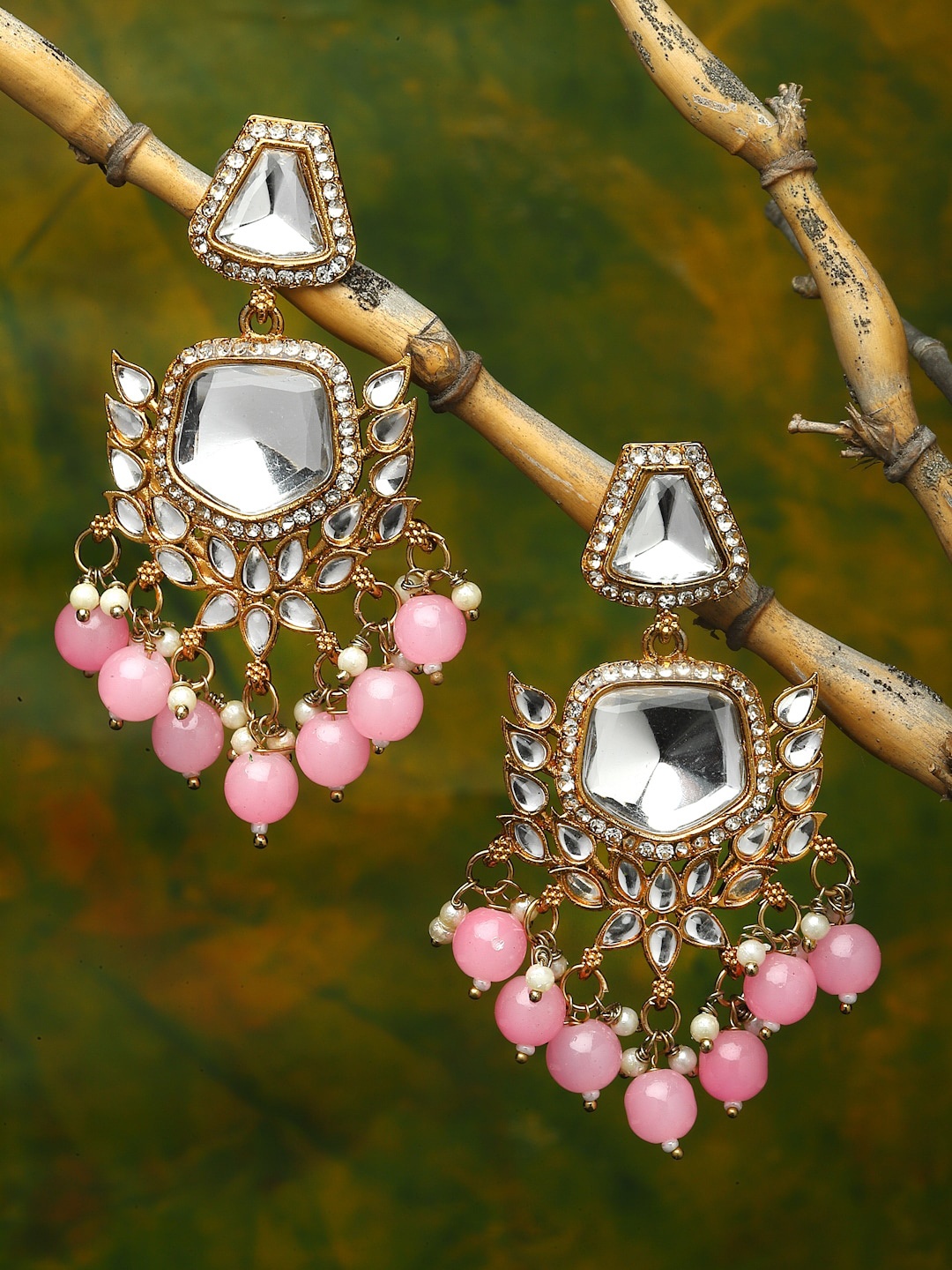 

ZENEME Pink Classic Drop Earrings