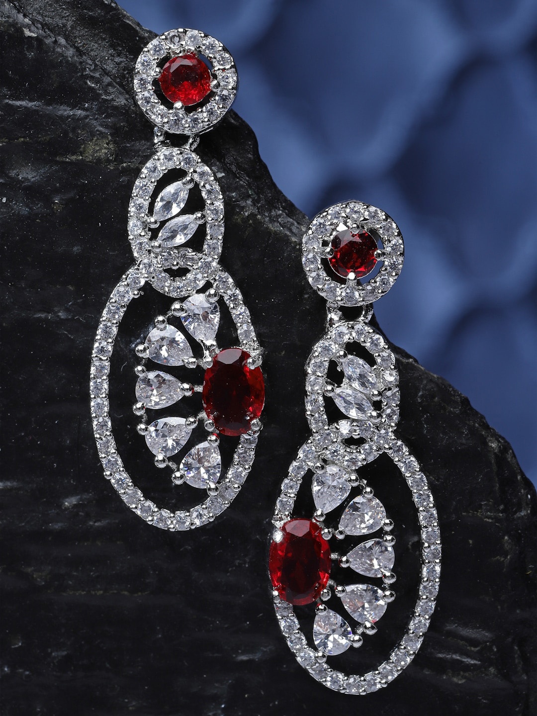 

ZENEME Red Quirky Drop Earrings