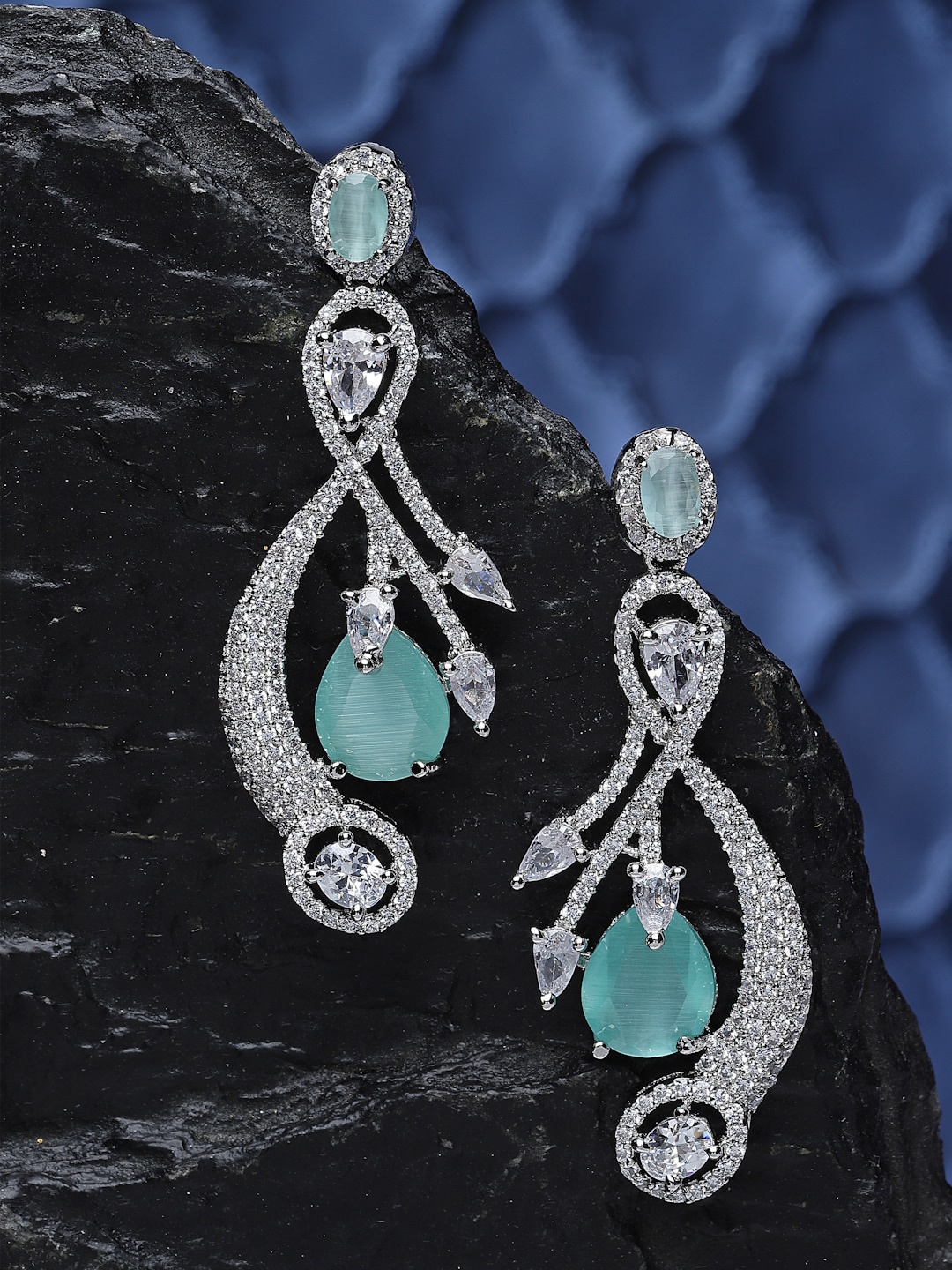 

ZENEME Sea Green Quirky Drop Earrings