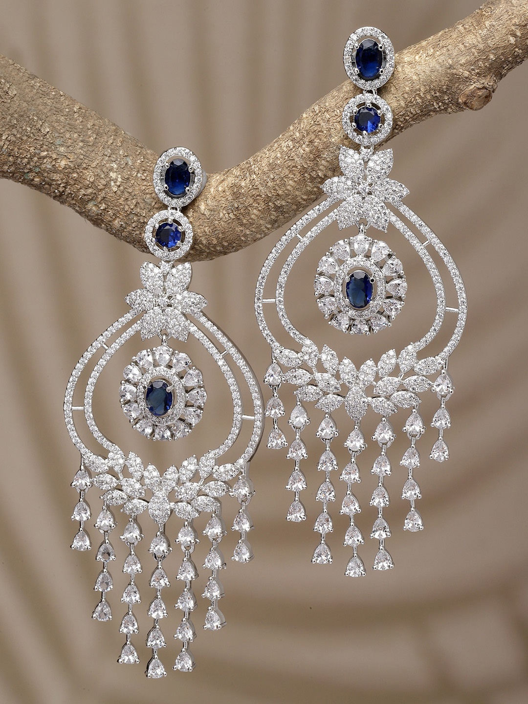 

ZENEME Contemporary Drop Earrings, Navy blue