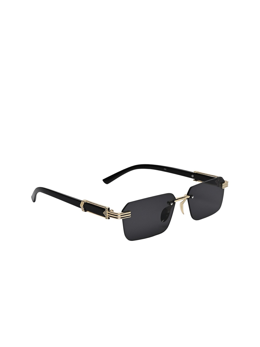 

ALIGATORR Unisex Rectangle Sunglasses With UV Protected Lens AGR_11085_G-BLK, Black