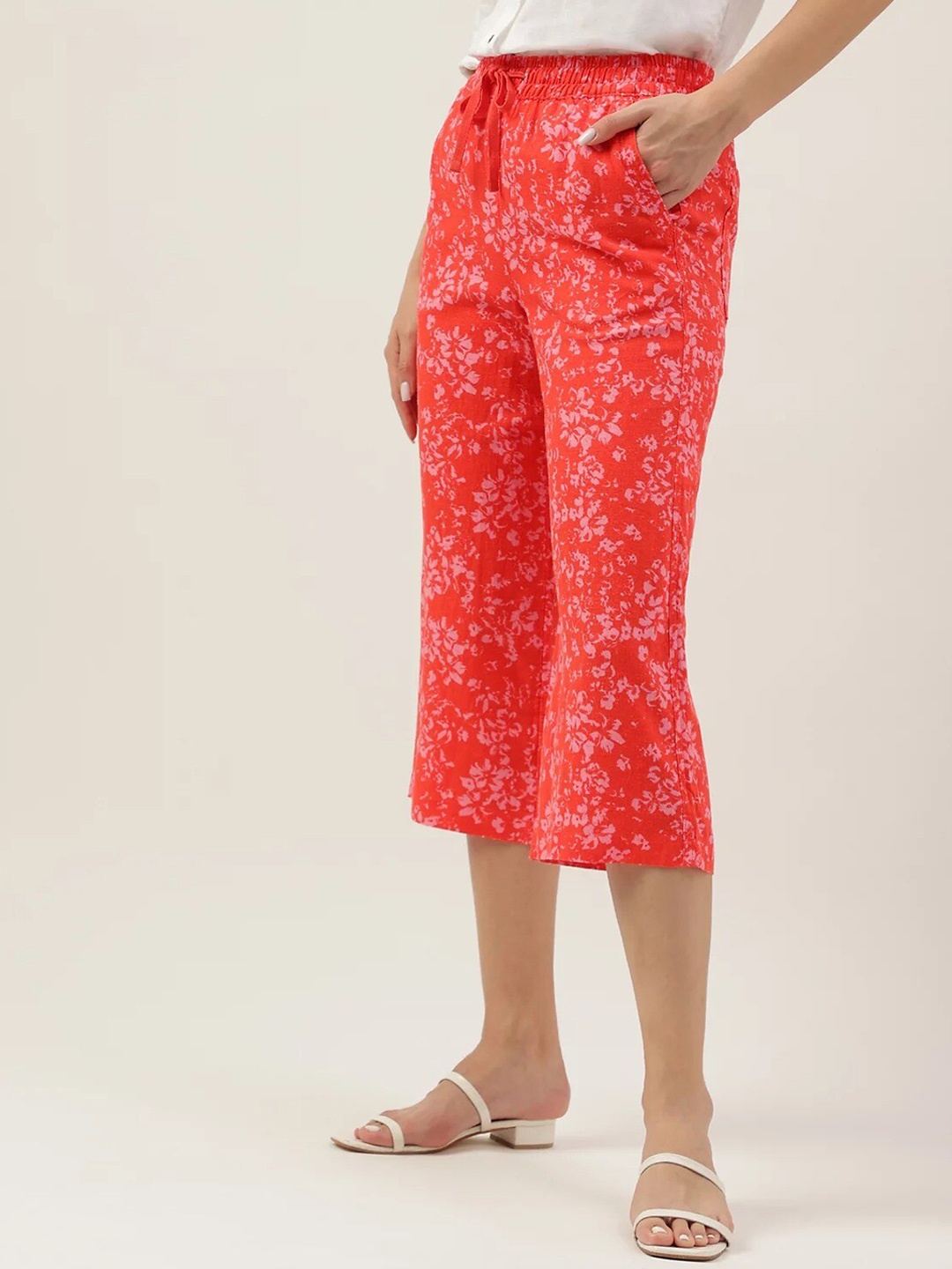 

Marks & Spencer Floral Printed High-Rise Capris, Red