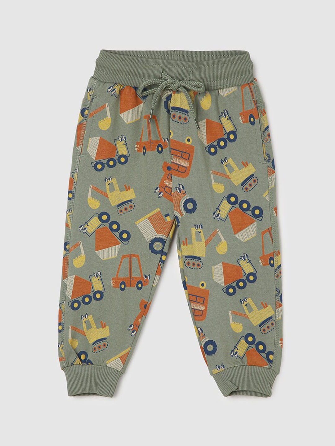 

max Infants Boys Conversational Printed Pure Cotton Joggers, Grey