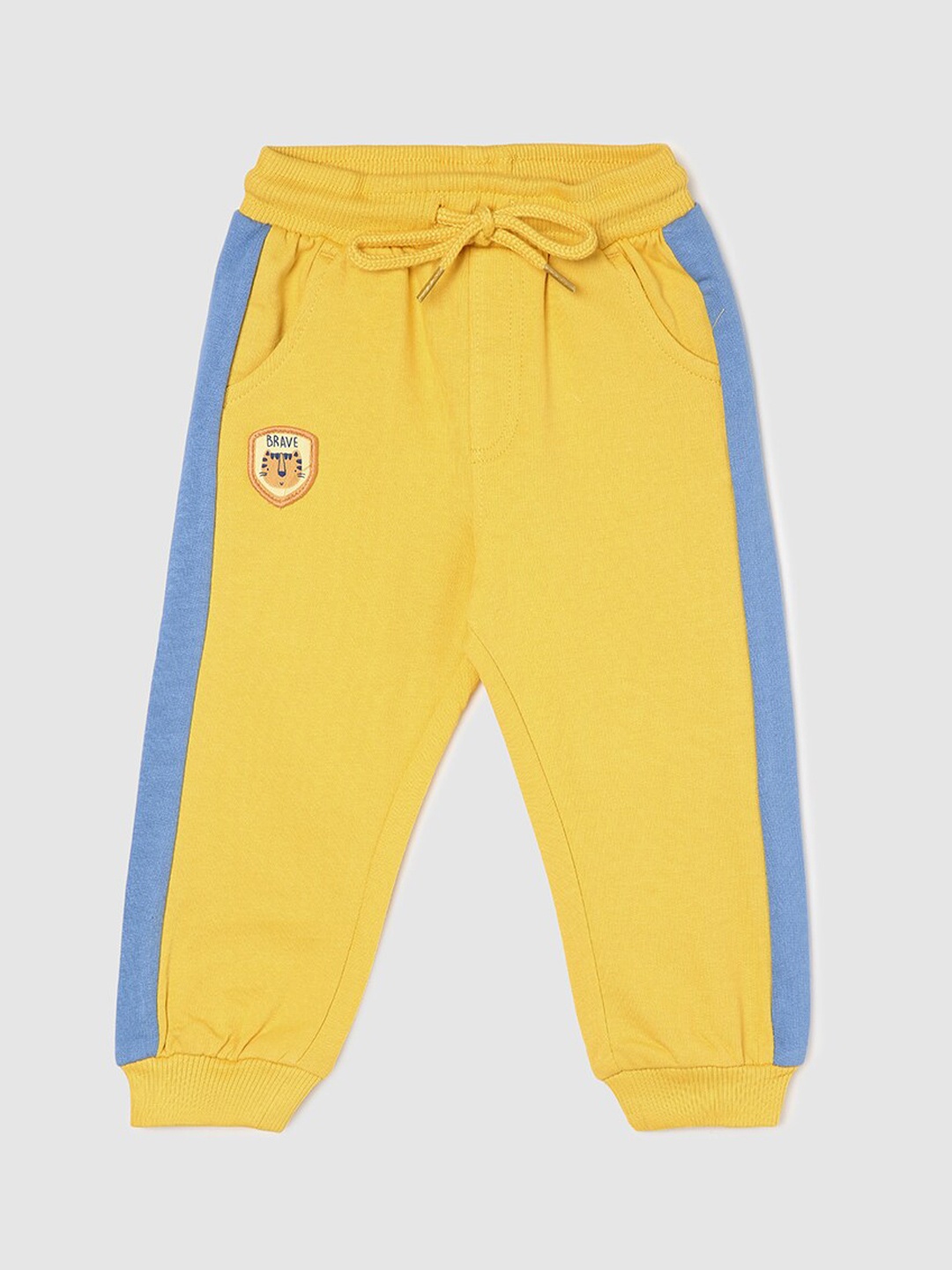 

max Infants Boys Mid Rise Pure Cotton Jogger, Yellow