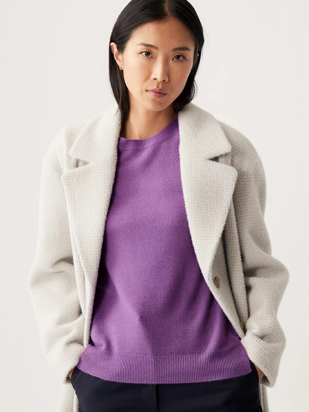 

Marks & Spencer Round Neck Acrylic Pullover, Purple