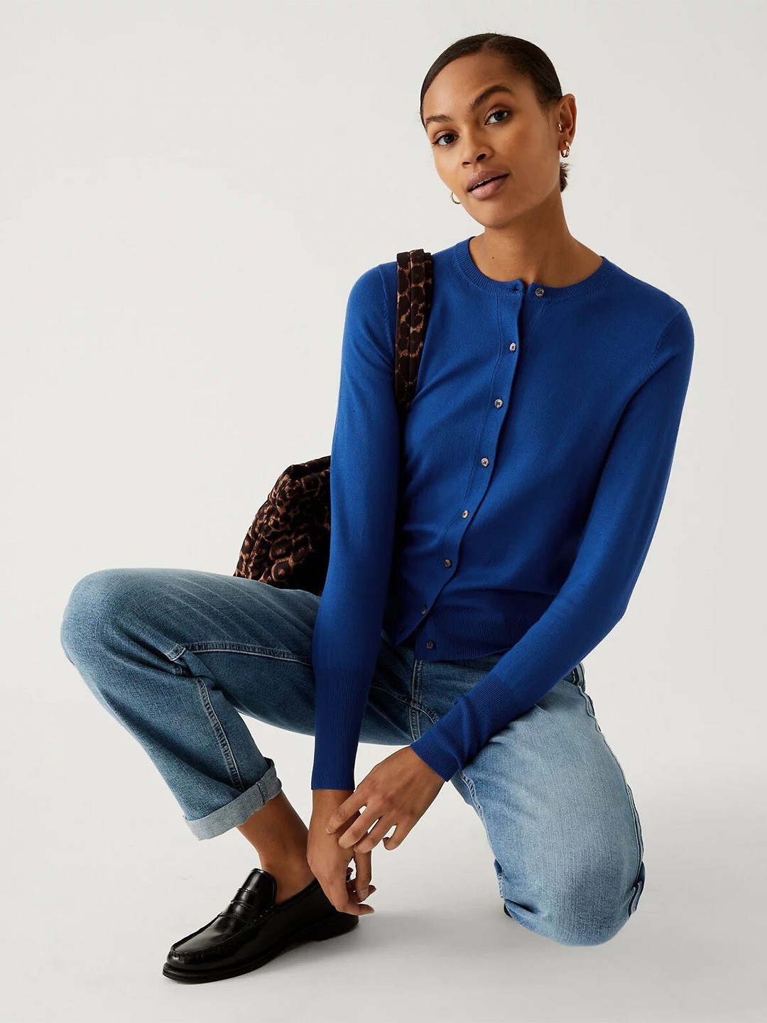 

Marks & Spencer Round Neck Cardigan, Navy blue