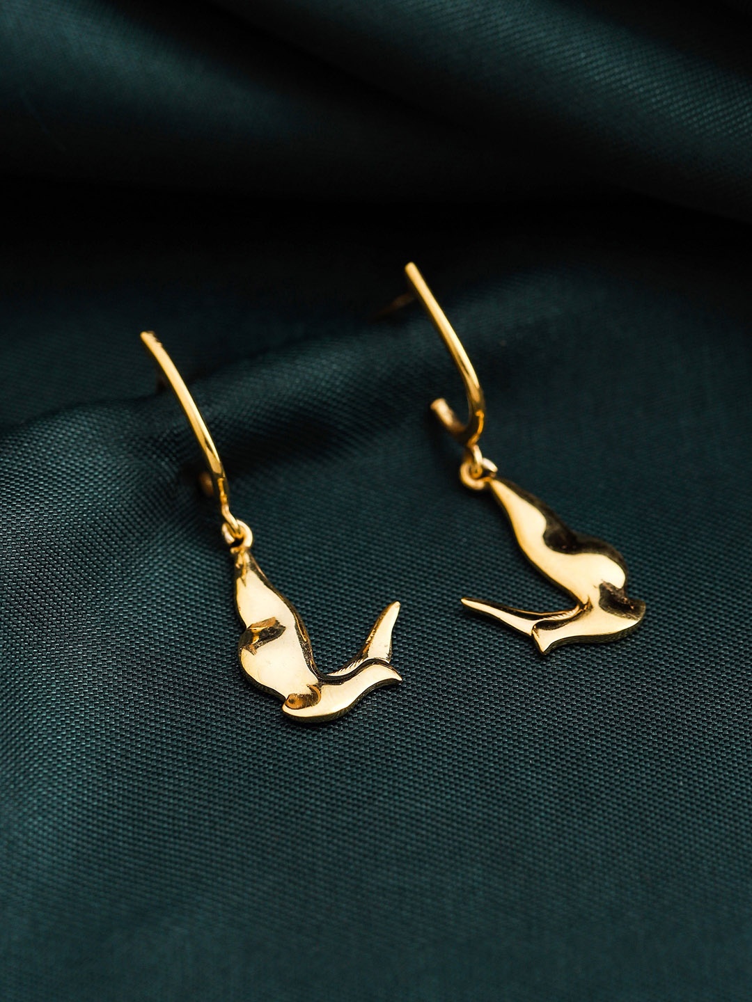 

Kicky And Perky Gold-Toned Bird Shaped Dangle Earrings